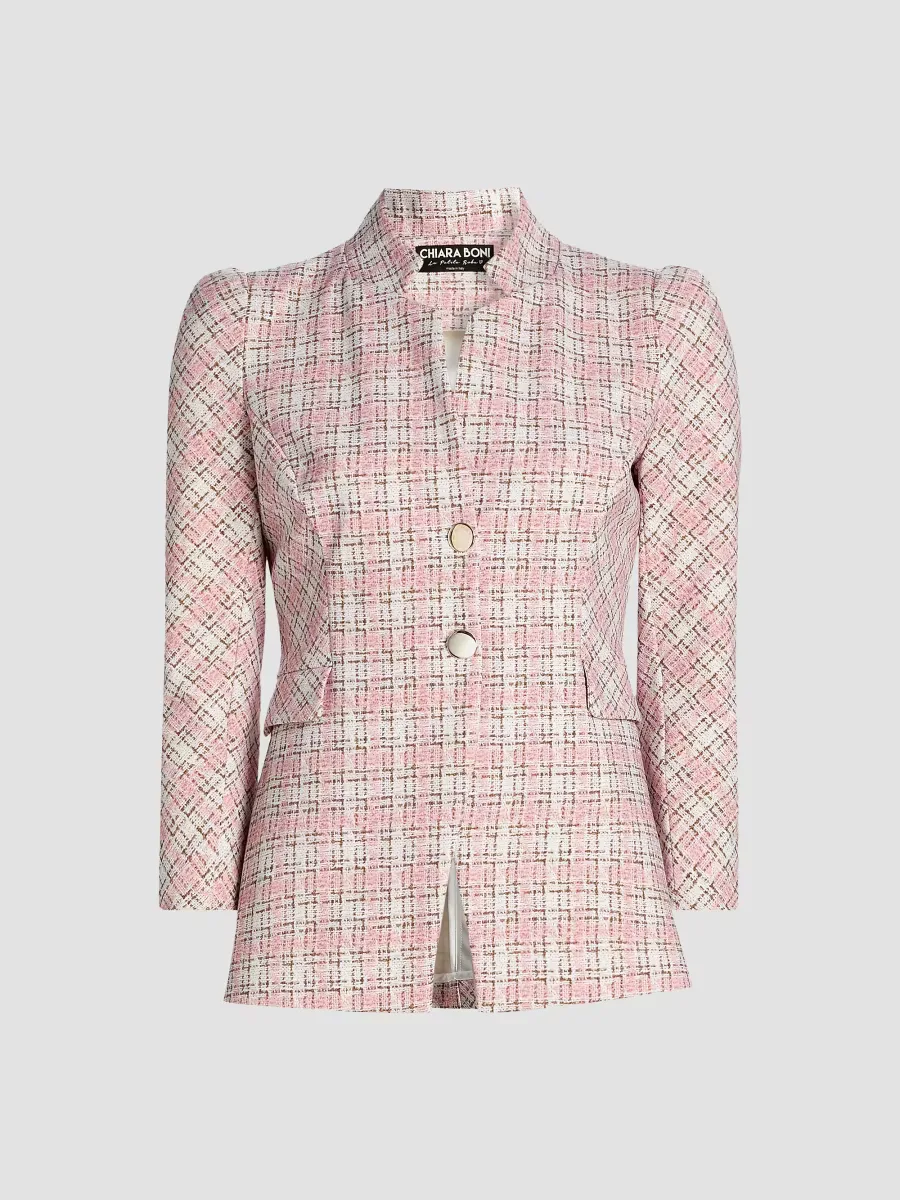 Hisako Tweed-Print Stretch-Jersey Blazer by Chiara Boni La Petite Robe