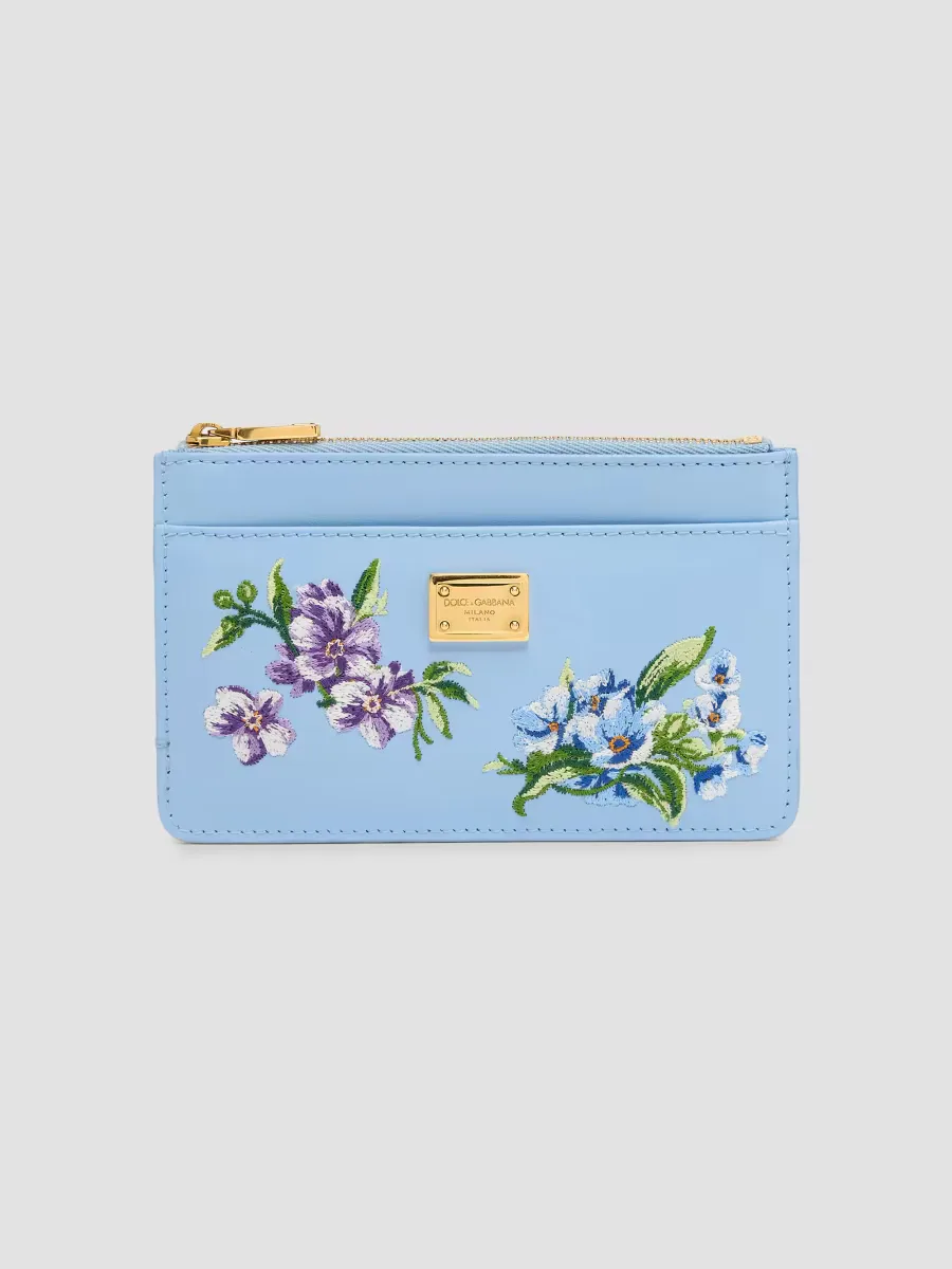 Floral Leather Card Case by Dolce & Gabbana