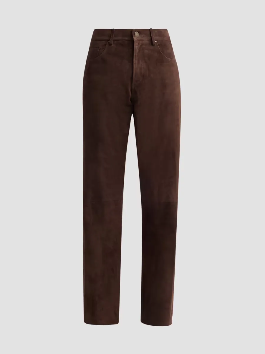 Jean Suede Straight-Leg Pants by Arma