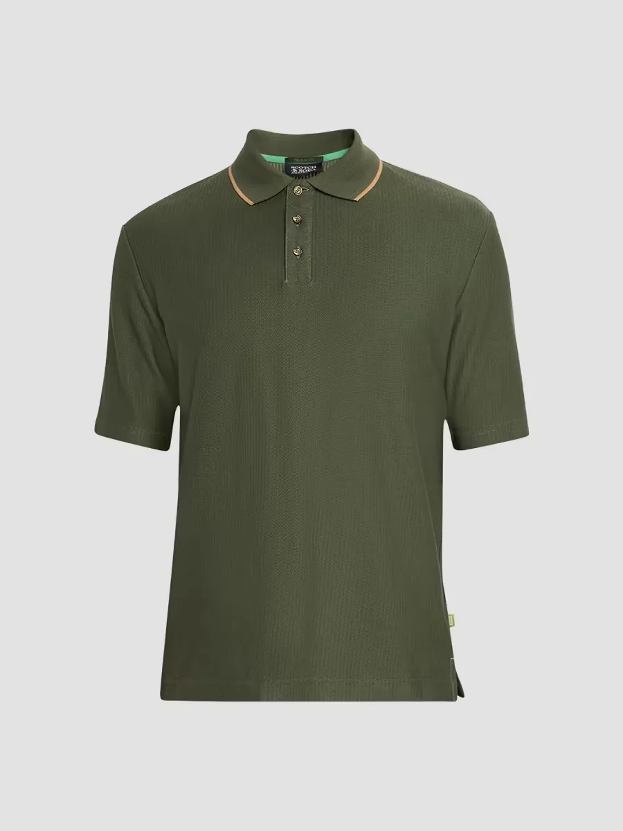 Micro-Chevron Cotton Fit Polo Shirt by Scotch & Soda
