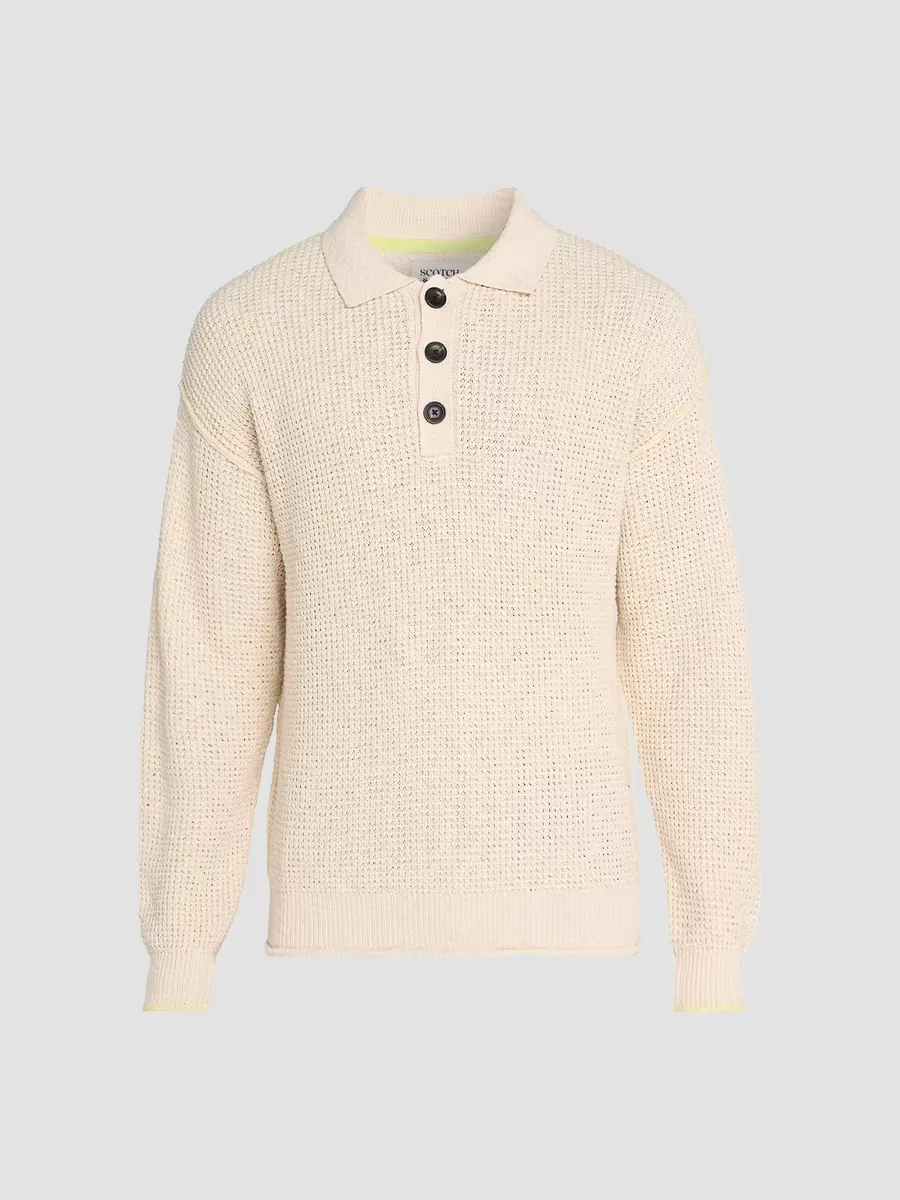 Waffle Stitch Polo Sweater by Scotch & Soda
