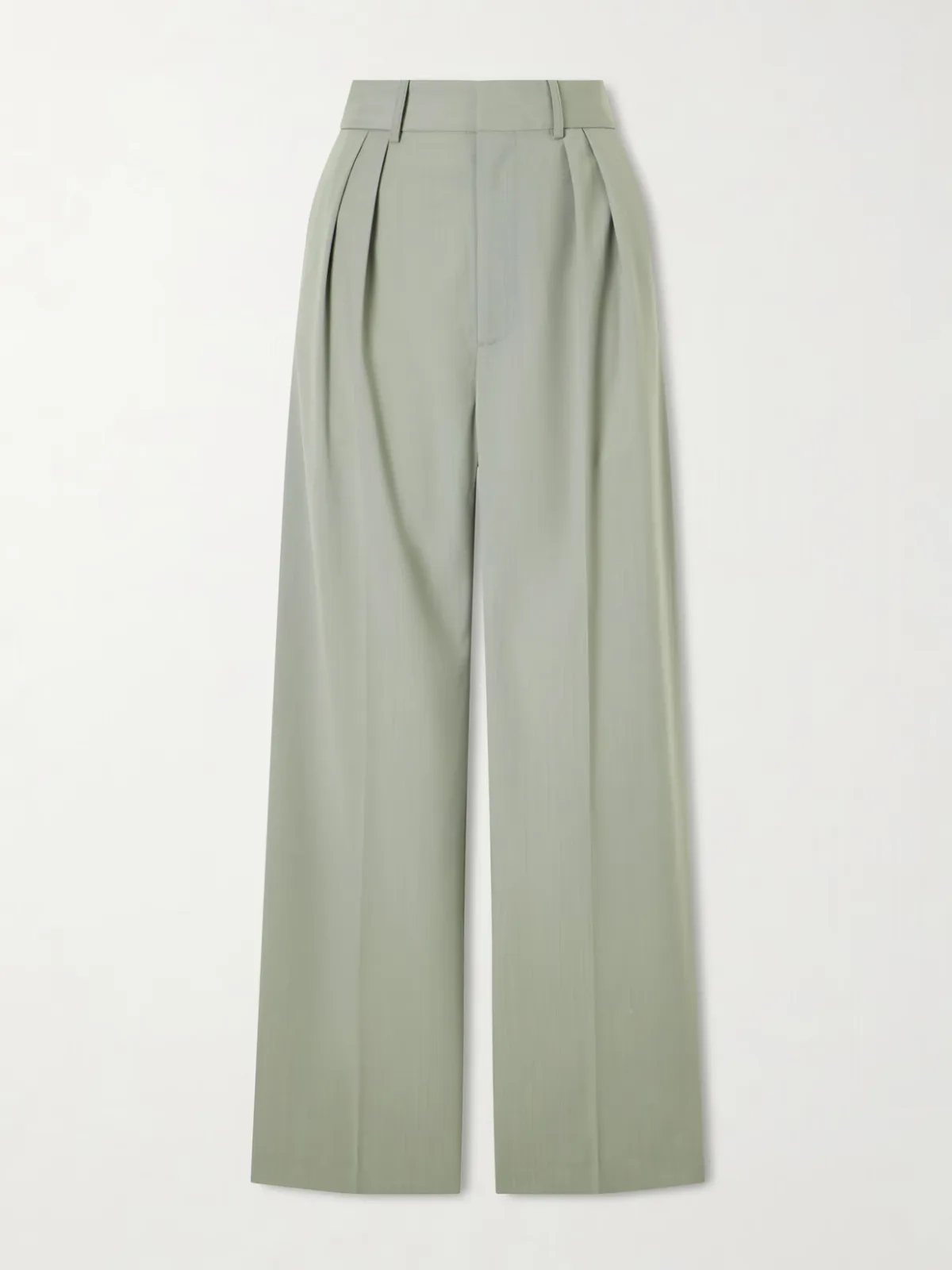 - Aiden Pleated Grain De Poudre Straight-leg Pants -