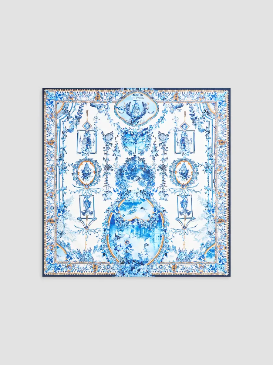 The Porcelain Parlor Silk Foulard Scarf by Camilla