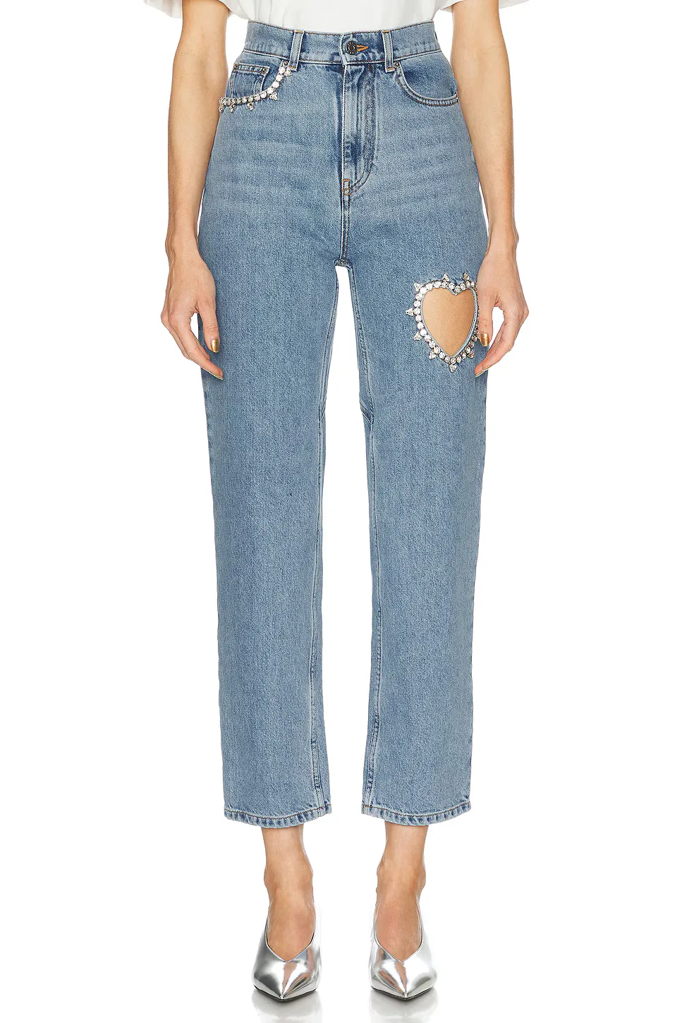 Crystal Heart Straight Leg Jeans by Area