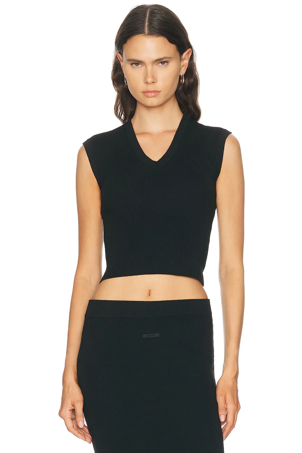 Rib Knit V-Neck Cropped Vest by Fear of God Essentials