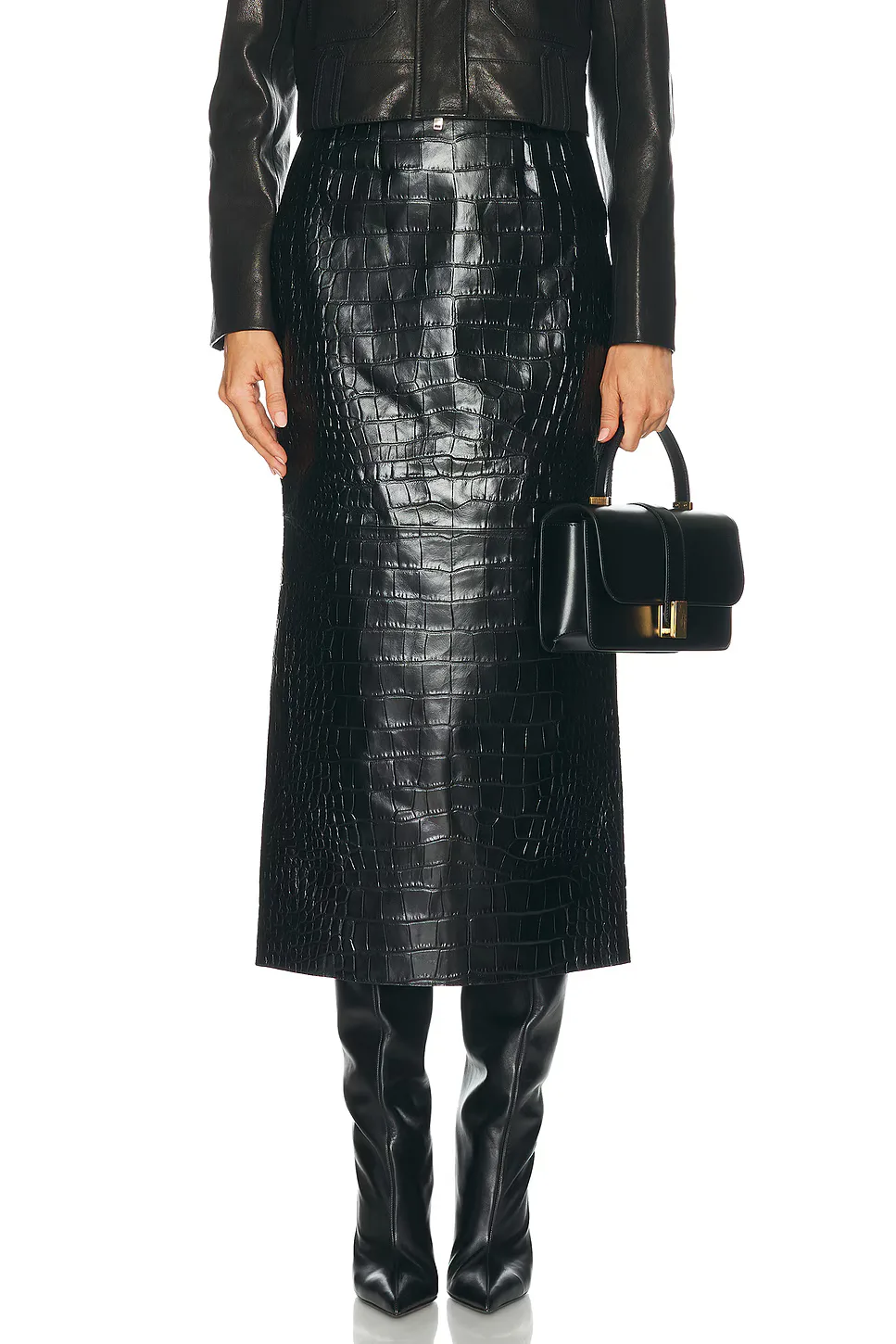 Loxley Embossed Alligator Skirt by Khaite