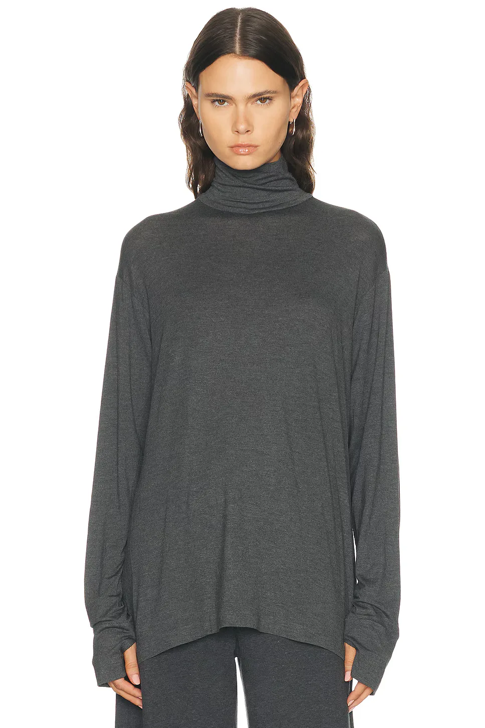 Long Sleeve Turtleneck Easy Fit Top by Norma Kamali