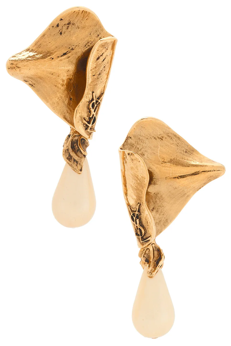 Leaf & Baroque Pearl Earrings by Saint Laurent