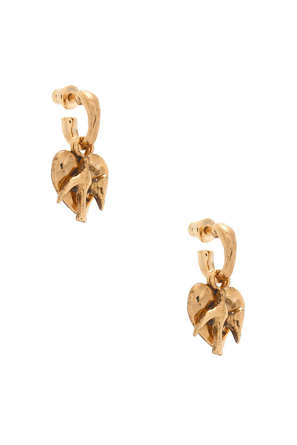 YSL Dove & Heart Charm Hoop Earrings by Saint Laurent
