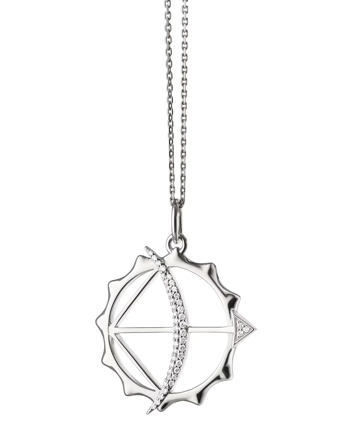 Sterling Silver Large Apollo Strength Charm Necklace with White Sapphires by Monica Rich Kosann