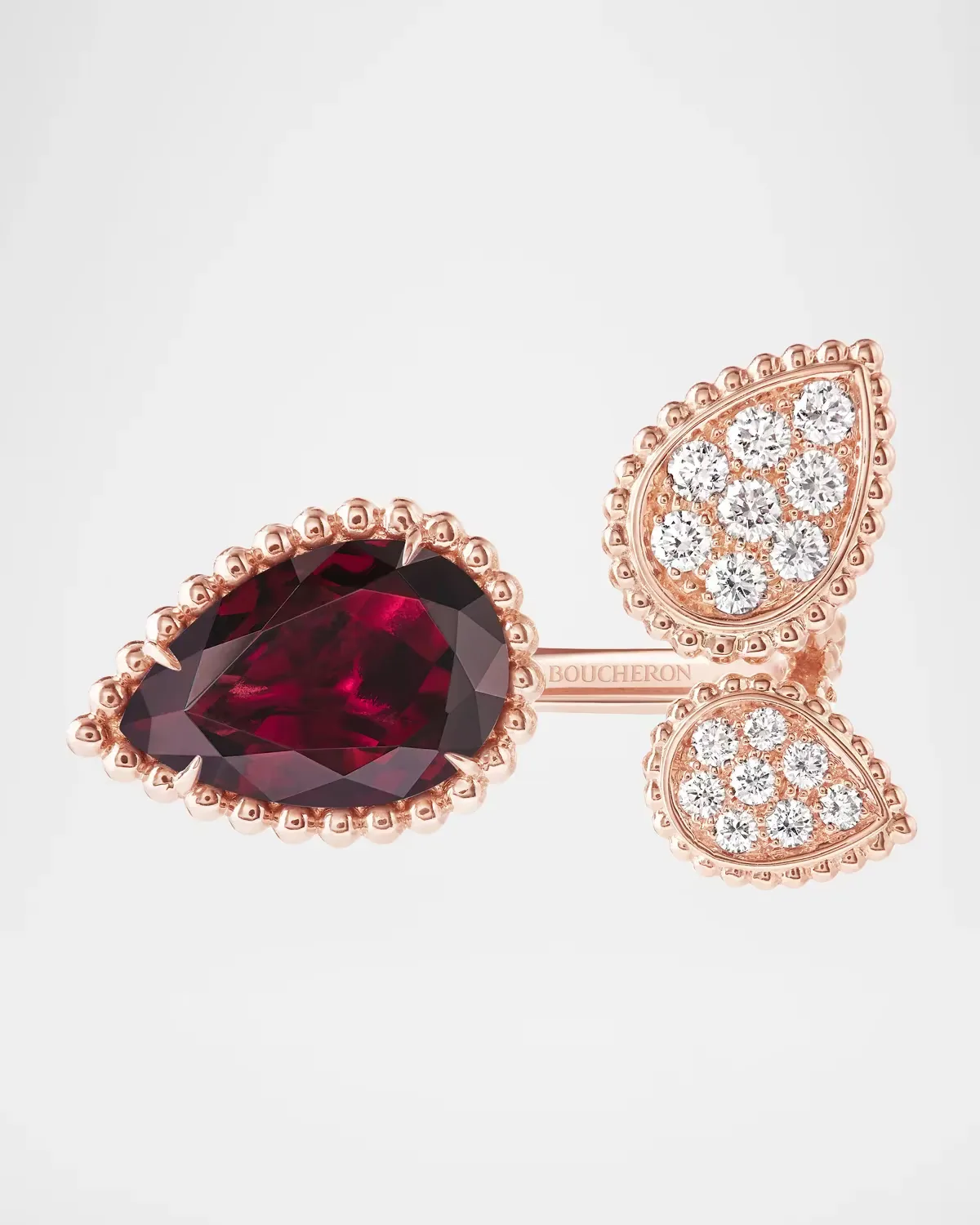 Serpent Bohme 18K Rose Gold, Rhodolite Garnet & 0.46 TCW Diamond Cuff Ring by Boucheron