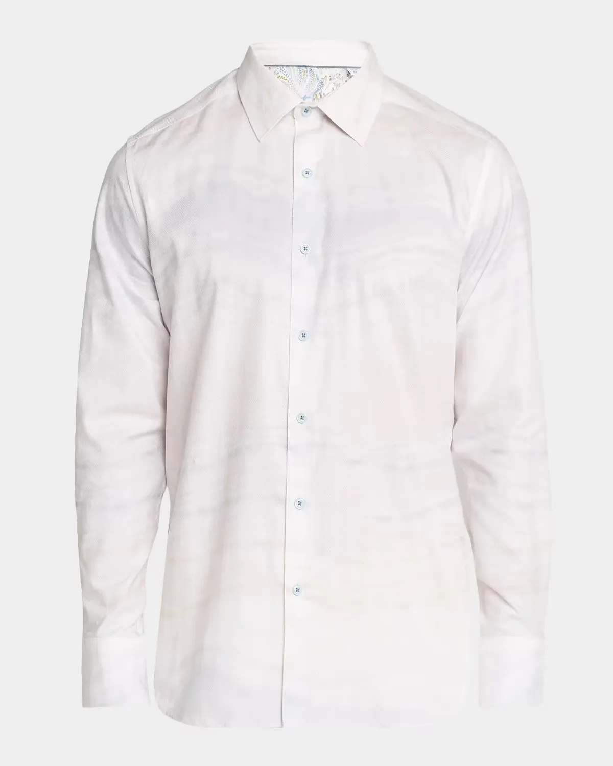 Glenmore Cotton Herringbone Button-Front Shirt - STONE by Robert Graham