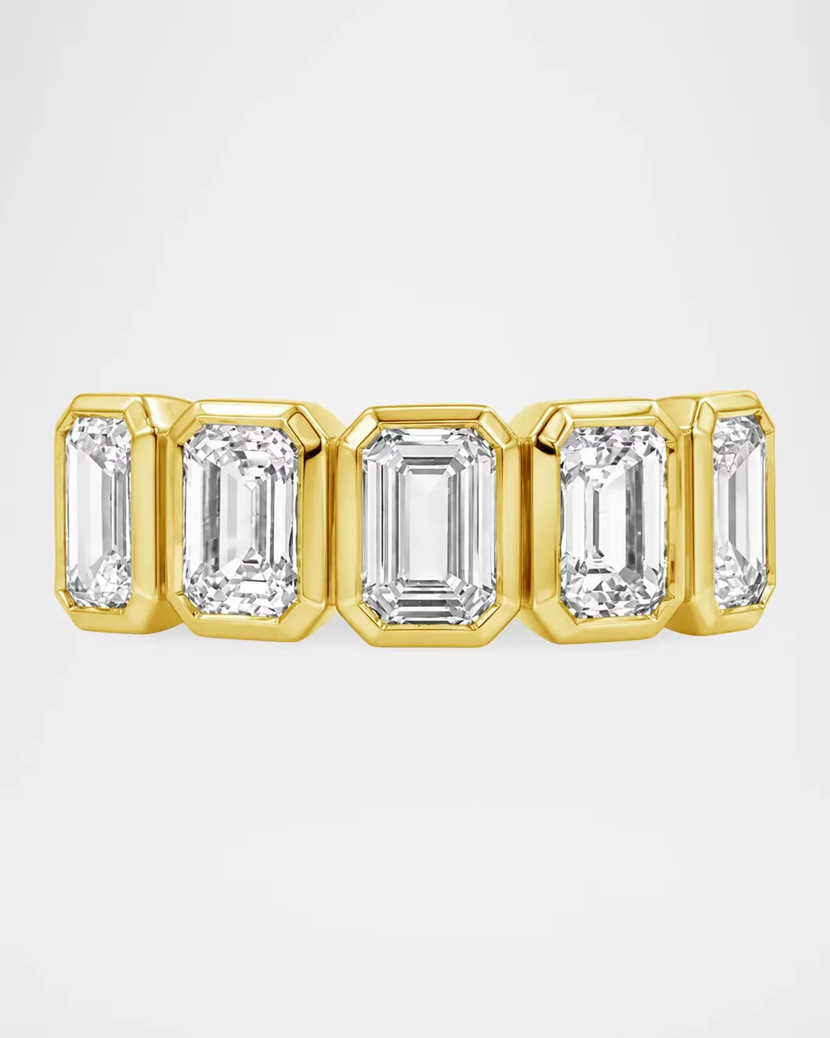 18K Yellow Gold Emerald-Cut 5-Bezel Ring, 3.0tcw