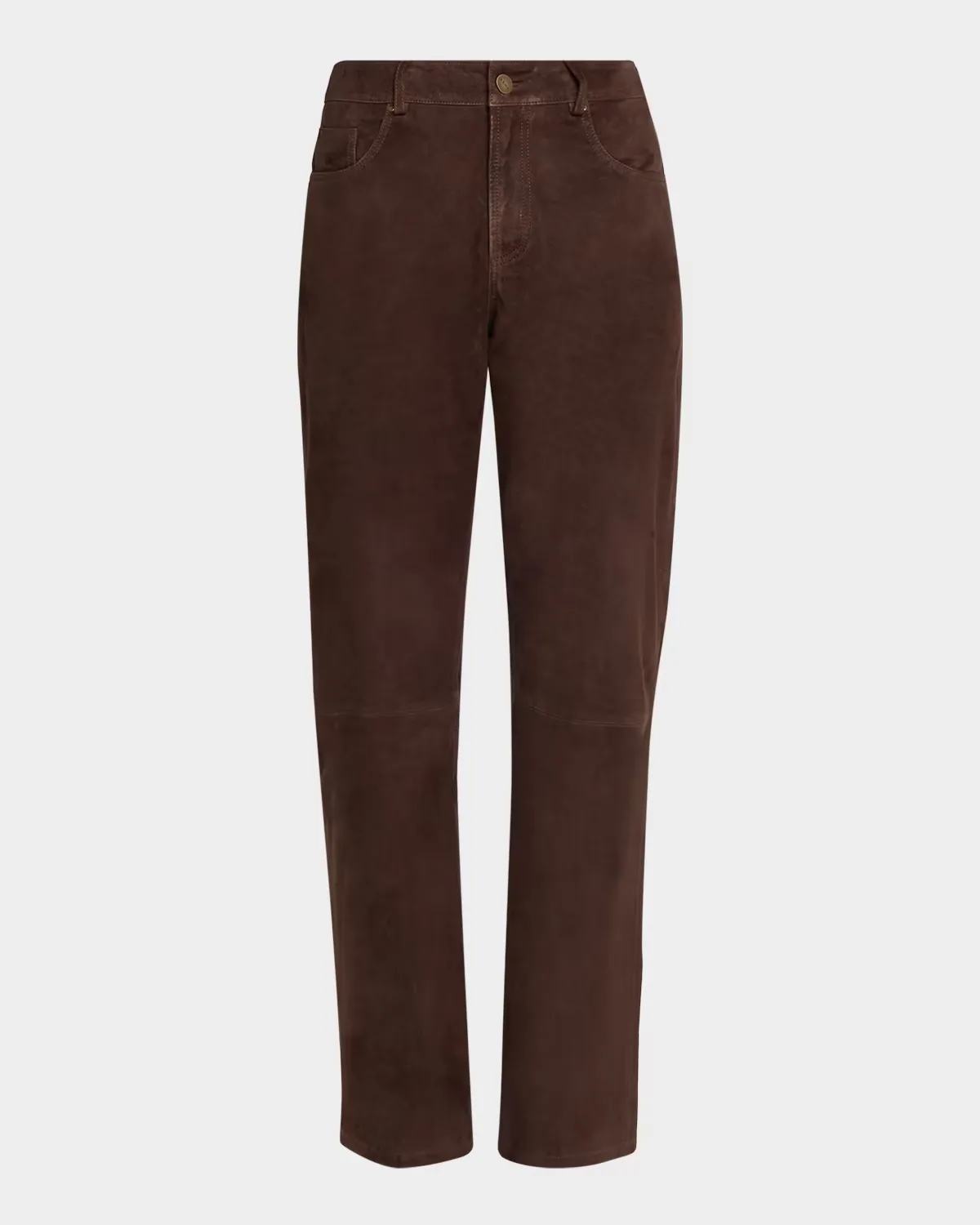 Mid-Rise Goat Suede Straight-Leg Jeans by Arma