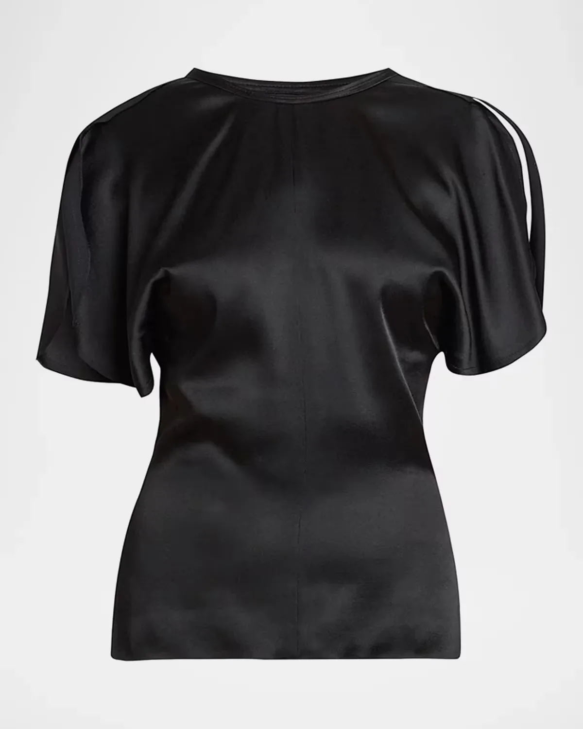 Bela Draped Satin Short-Sleeve Top by Victoria Beckham