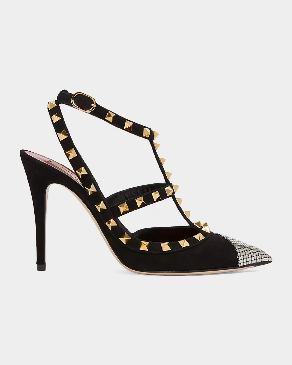 Rockstud 100mm Studded Suede Strappy Pumps