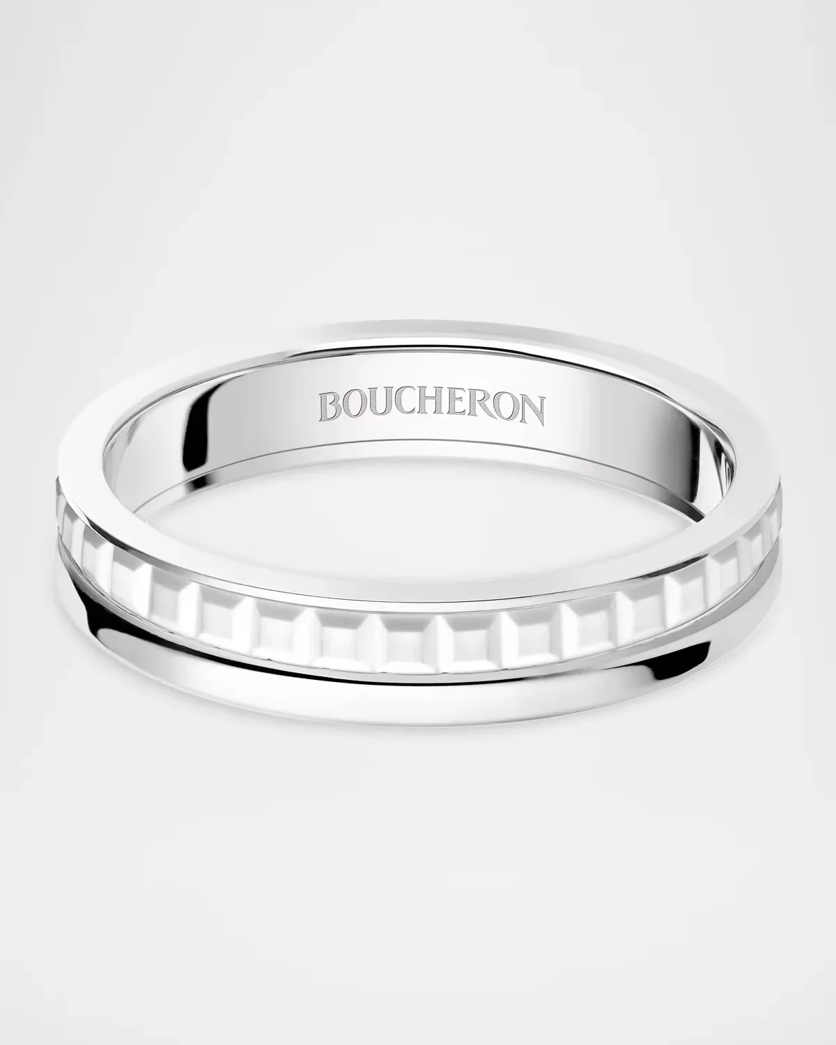 Quatre Double White Edition 18K White Gold & PVD Wedding Band by Boucheron