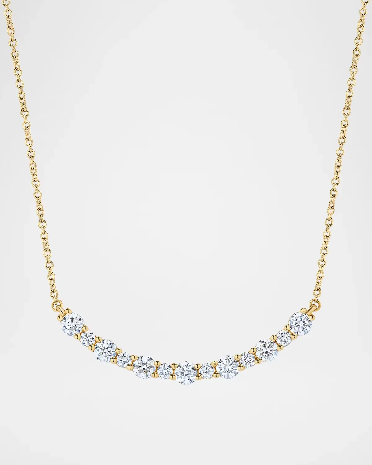 18K Yellow Gold & 1.35 TCW Diamond Curved Bar Pendant Necklace by Neiman Marcus