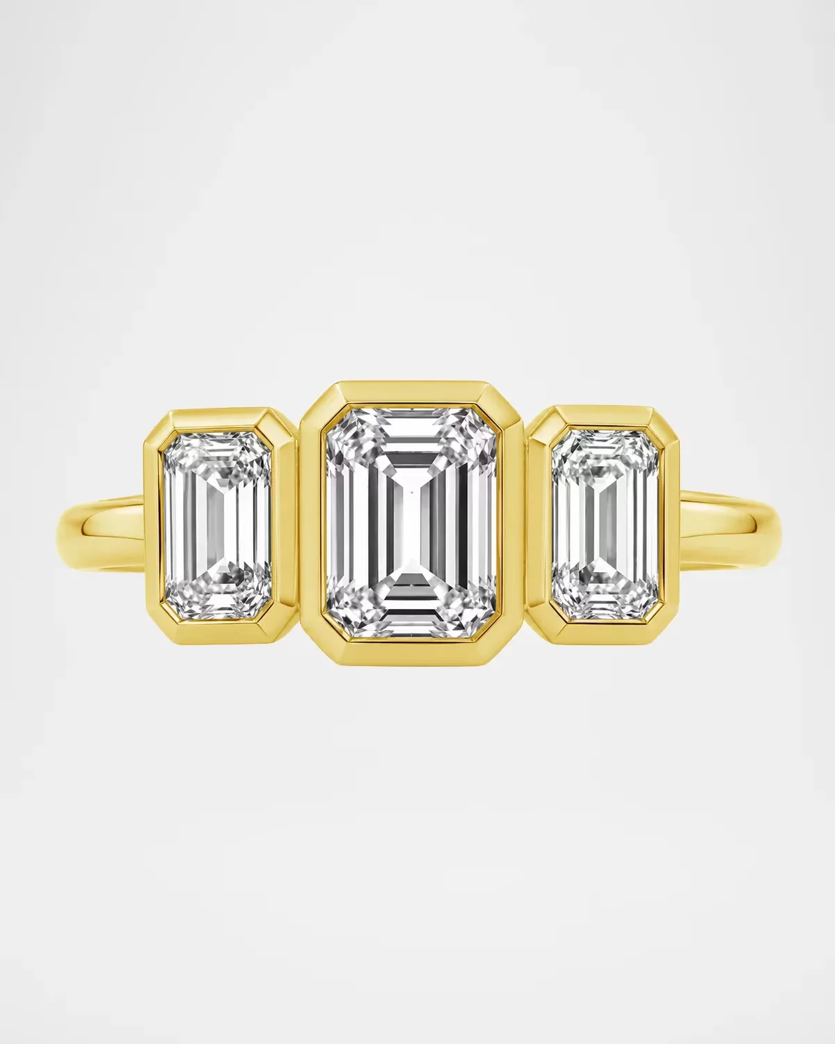 18K Yellow Gold Emerald-Cut Trio Ring, 2.5tcw by Lab Grown Diamonds