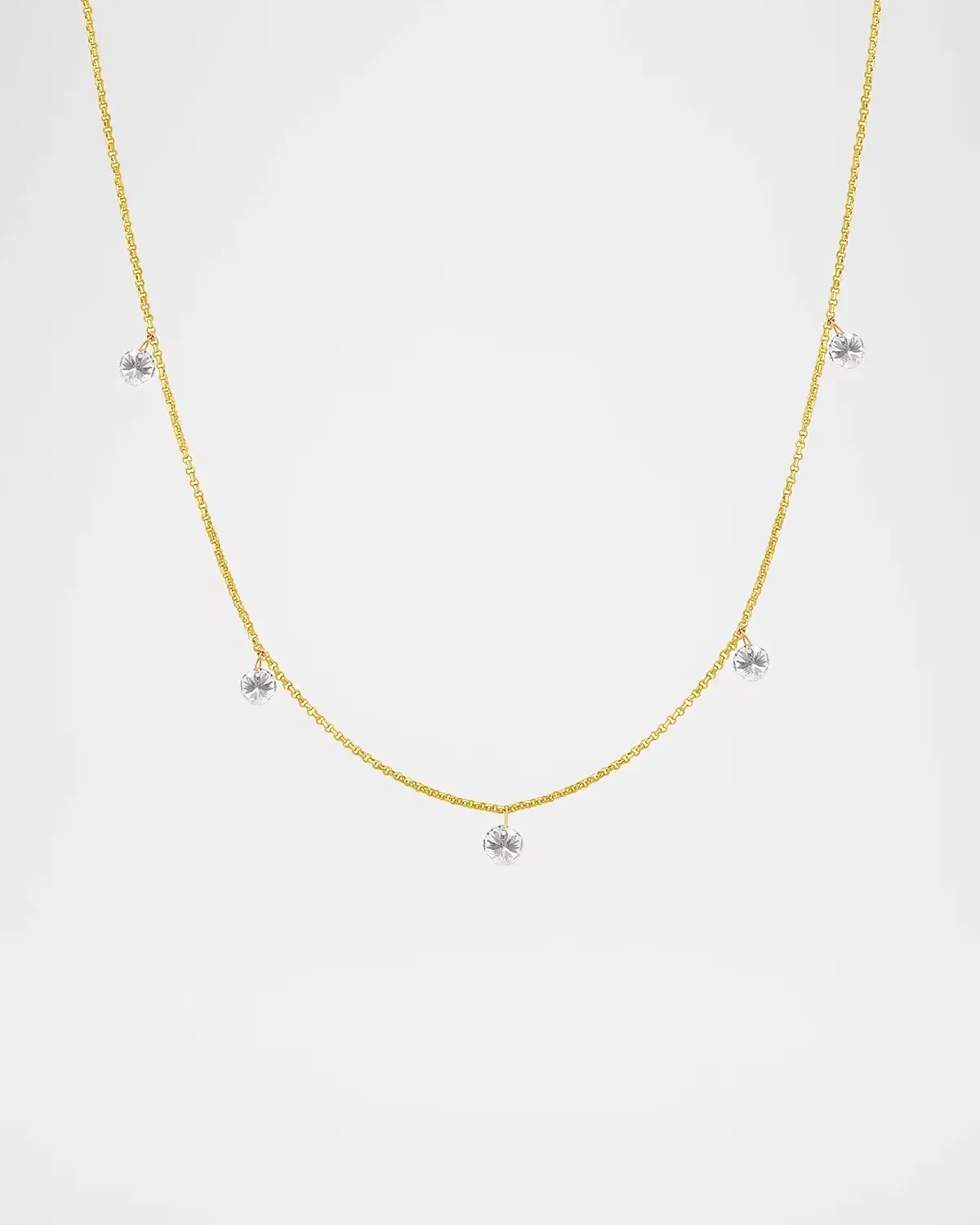 18K Yellow Gold 5-Drop Floating Necklace, 2.0tcw by Lab Grown Diamonds