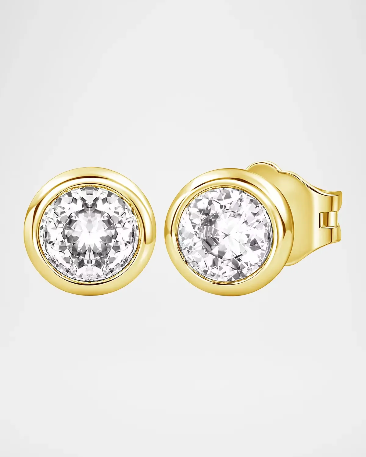 18K Yellow Gold Round Stud Earrings, 2.0tcw by Lab Grown Diamonds