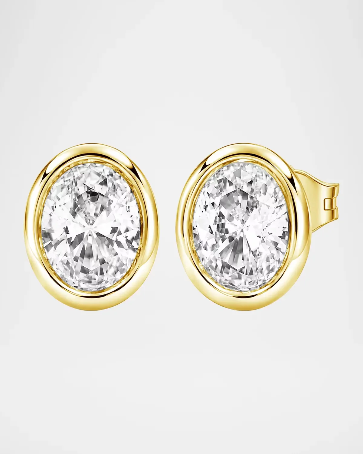 18K Yellow Gold Oval Stud Earrings, 2.0tcw by Lab Grown Diamonds