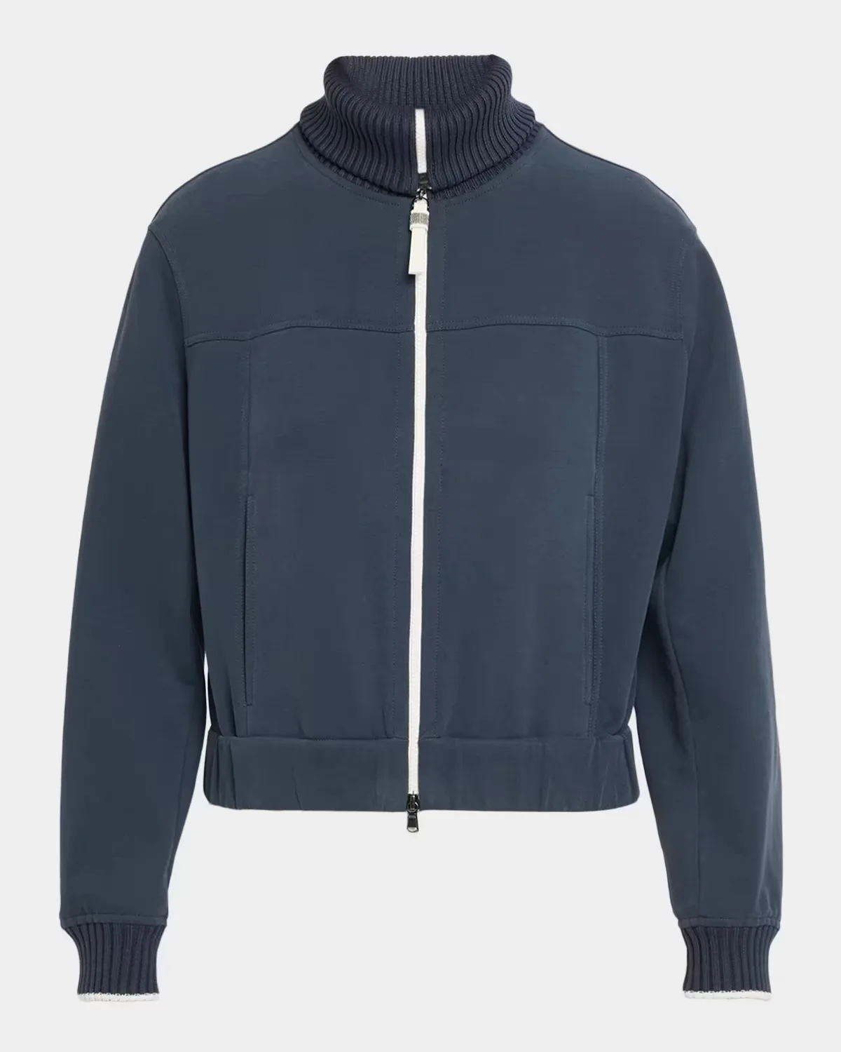 Smooth Cotton Fleece Track Jacket by Brunello Cucinelli