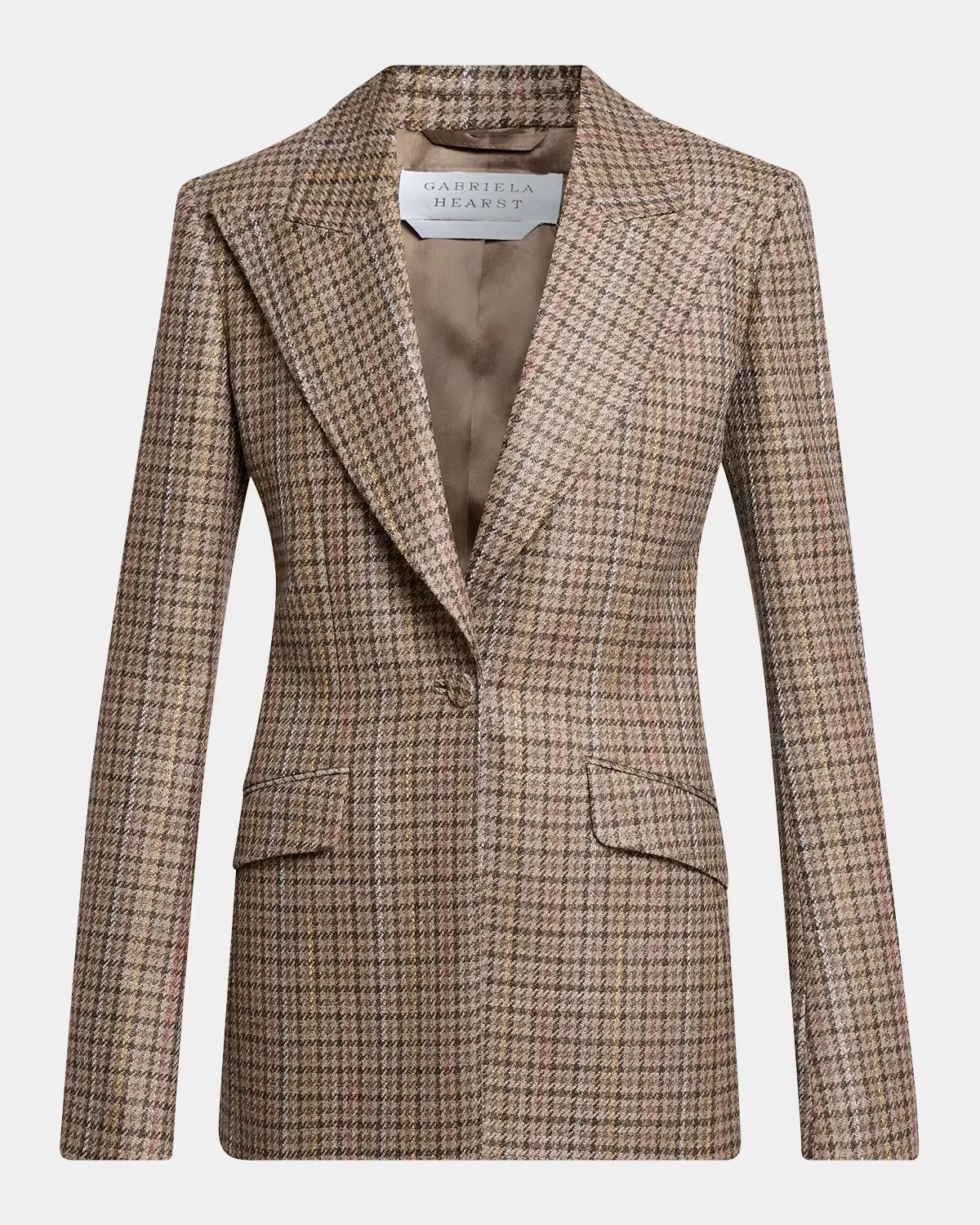Leiva Wool-Cashmere Houndstooth Single-Breasted Blazer Jacket by Gabriela Hearst