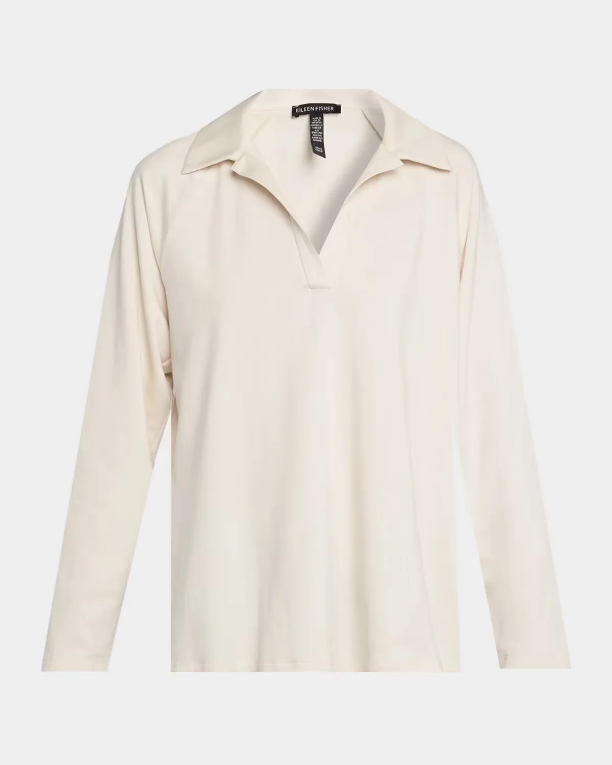 Raglan-Sleeve Terry Henley Tunic by Eileen Fisher