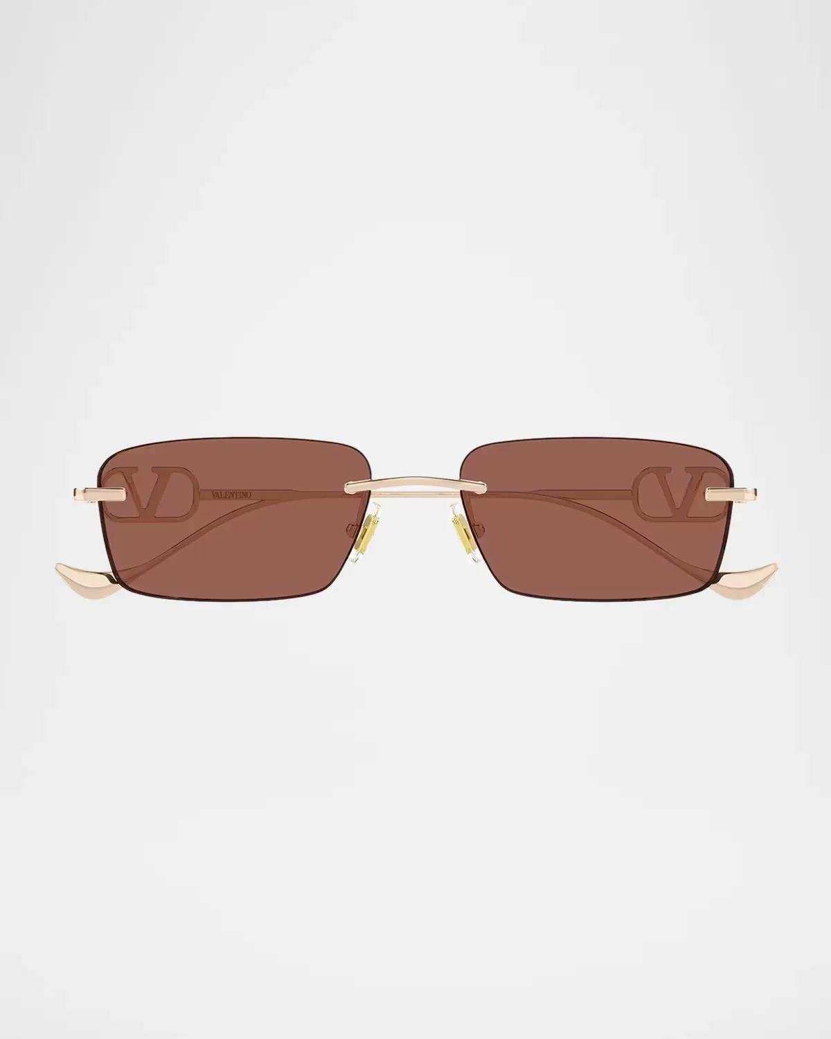 VLogo 55MM Bejeweled Rimless Rectangular Sunglasses by Valentino Garavani