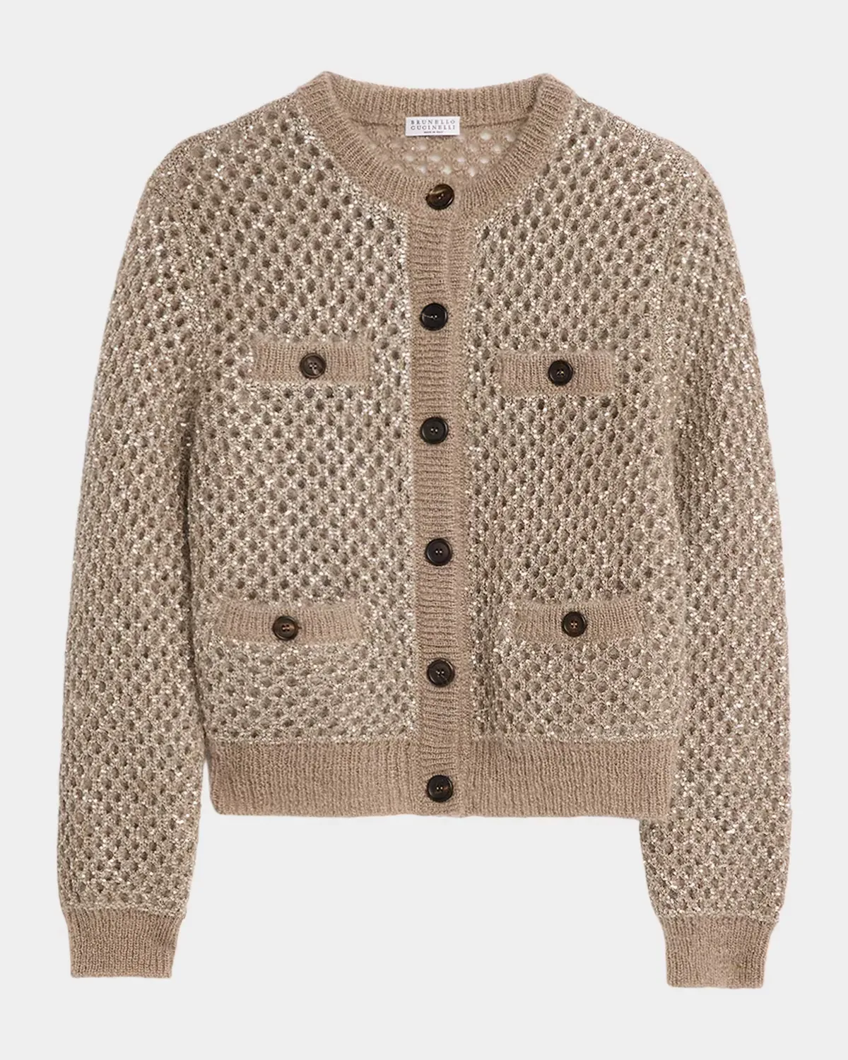 Flicker Mohair Mesh Diamante Knit Cardigan by Brunello Cucinelli