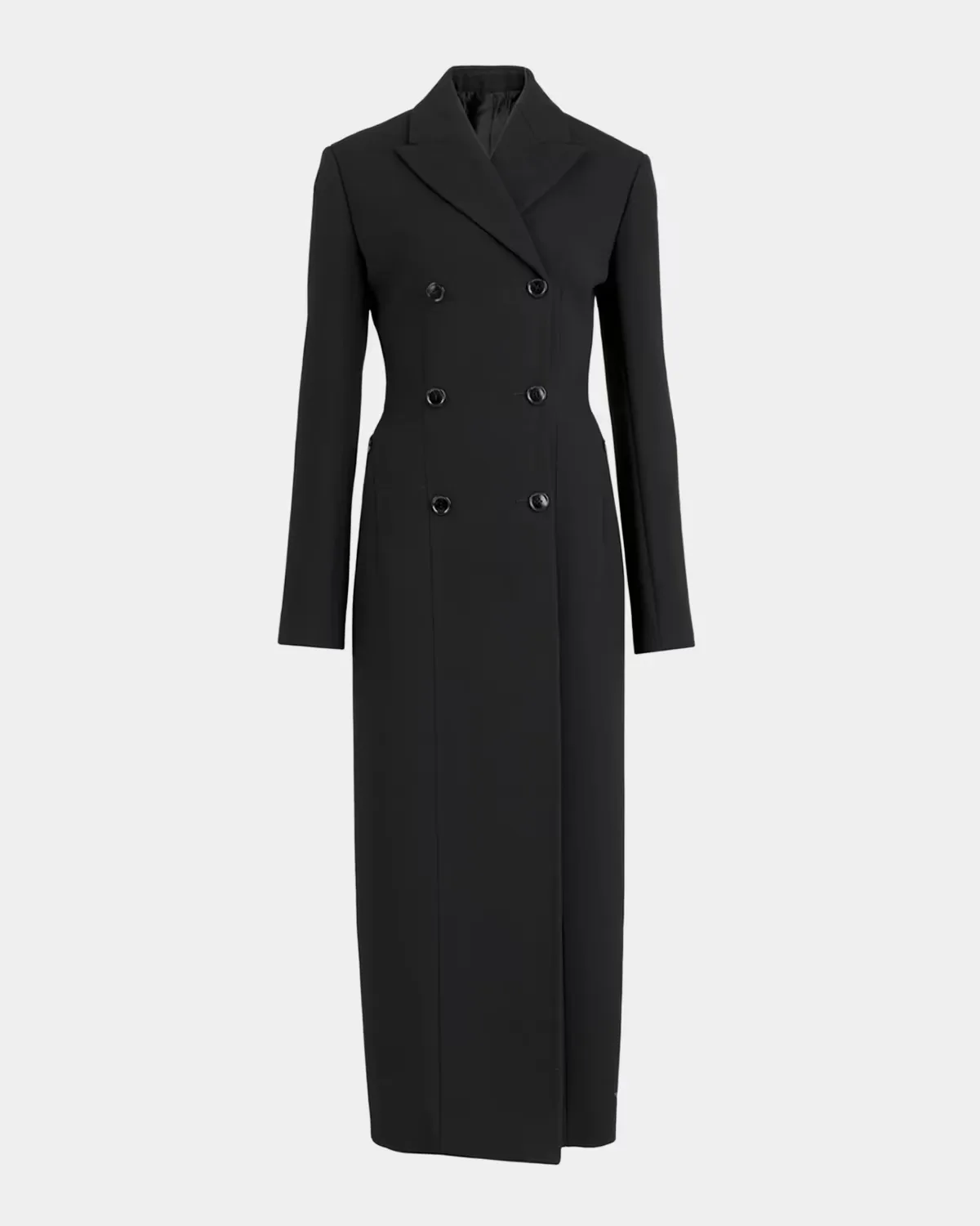 Wool Crepe Double-Breasted Tailored Coat