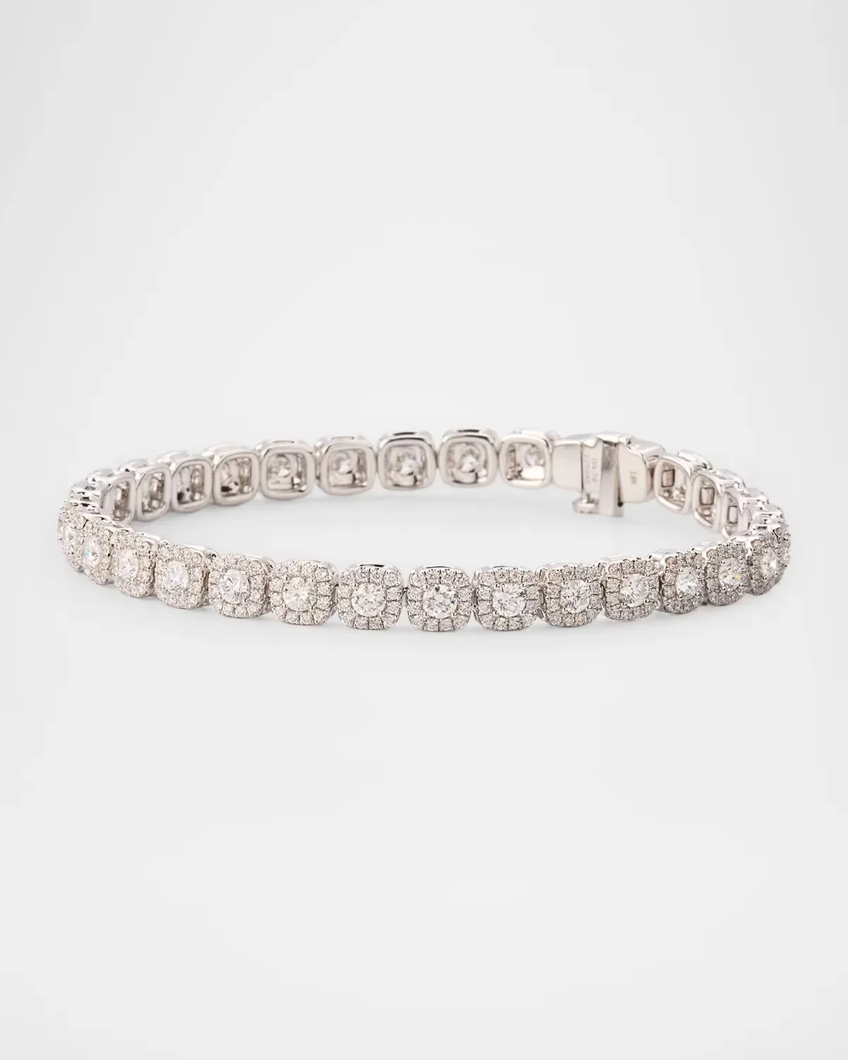 18K White Gold & 4.85 TCW Diamond Halo Tennis Bracelet by Neiman Marcus