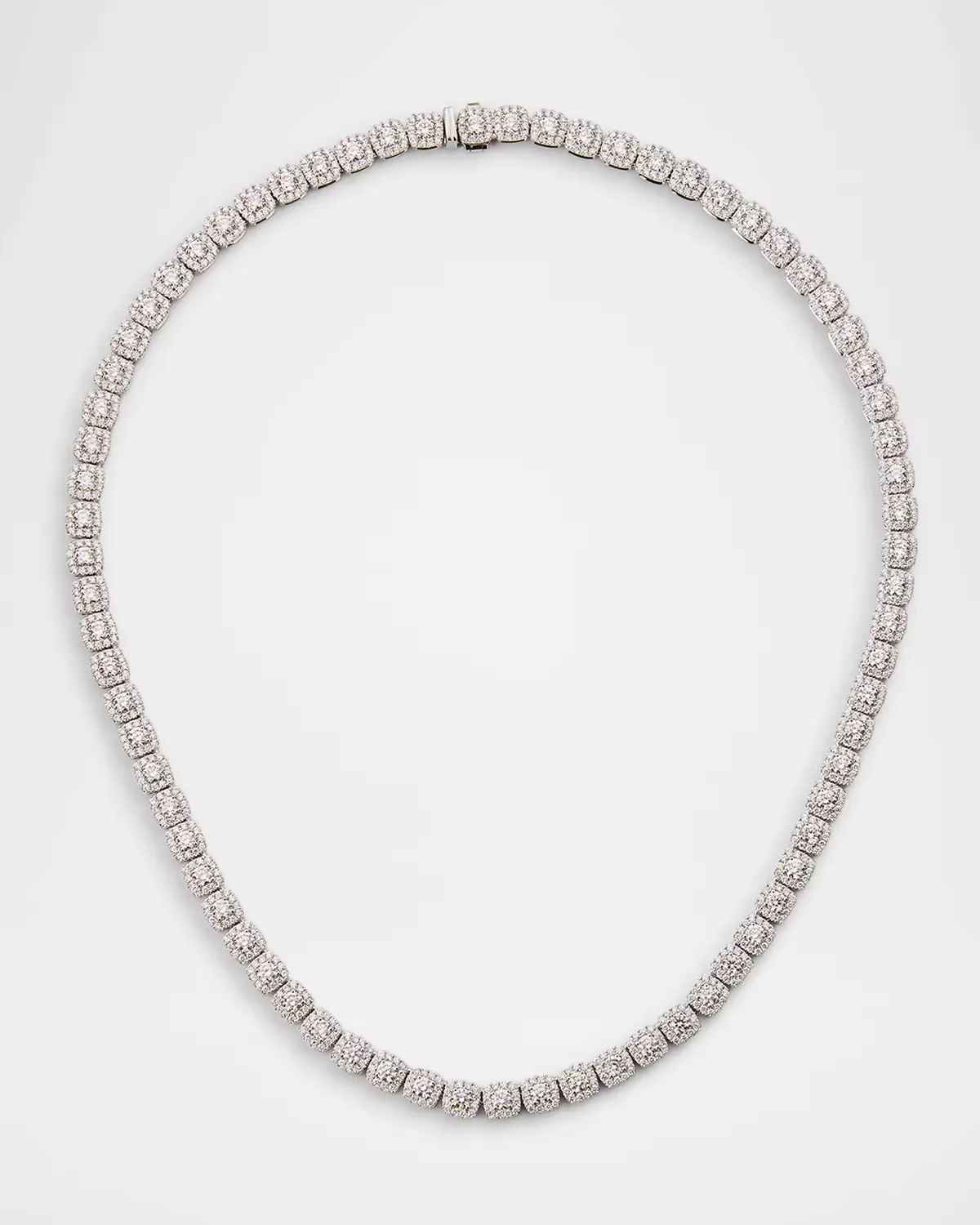 18K White Gold & 12.15 TCW Diamond Halo Tennis Necklace by Neiman Marcus