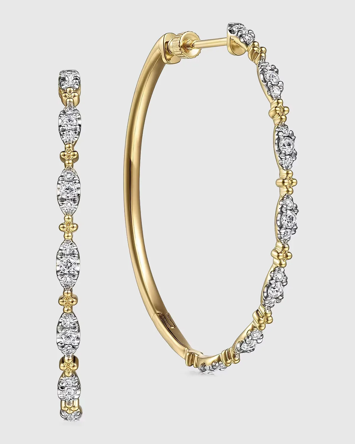 14K Yellow Gold Diamond Intricate Hoop Earrings, 40mm by Gabriel