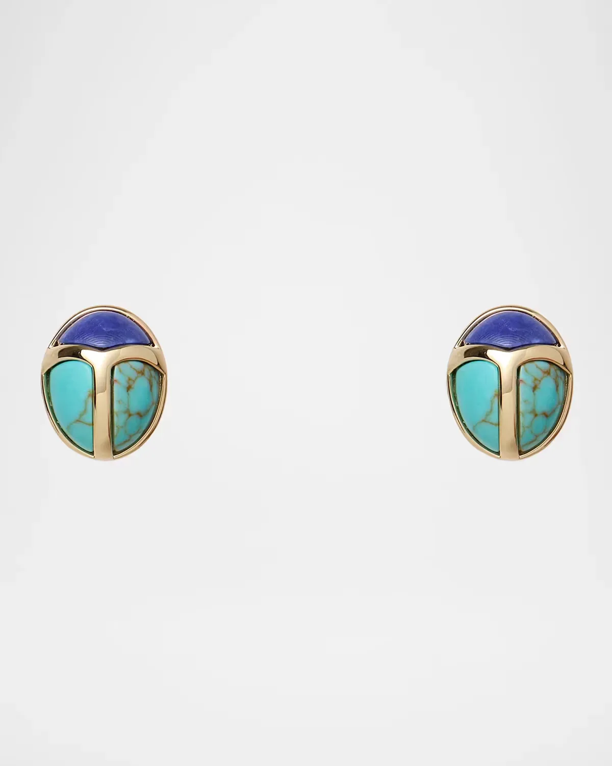 Turquoise and Lapis Scarab Stud Earrings by Lele Sadoughi