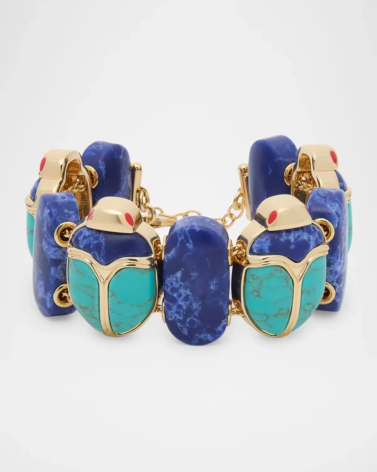 Turquoise and Lapis Scarab Bracelet by Lele Sadoughi