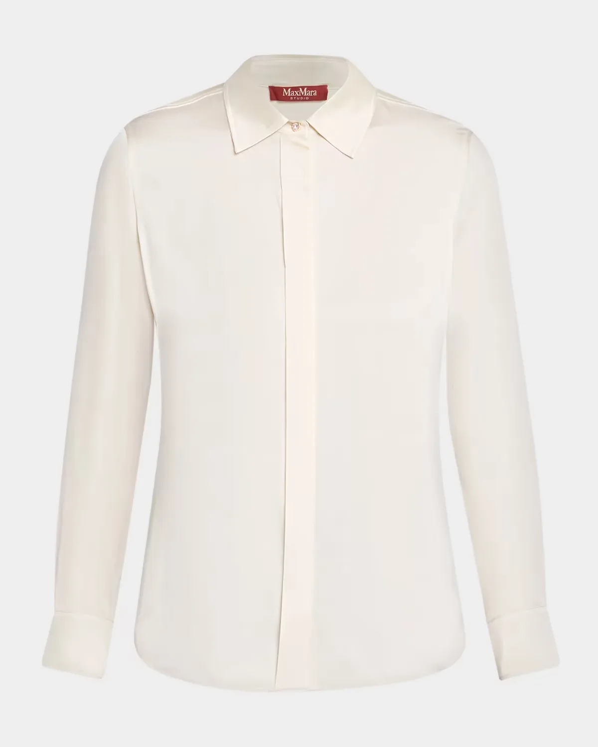 Button-Front Stretch Silk Shirt by Max Mara