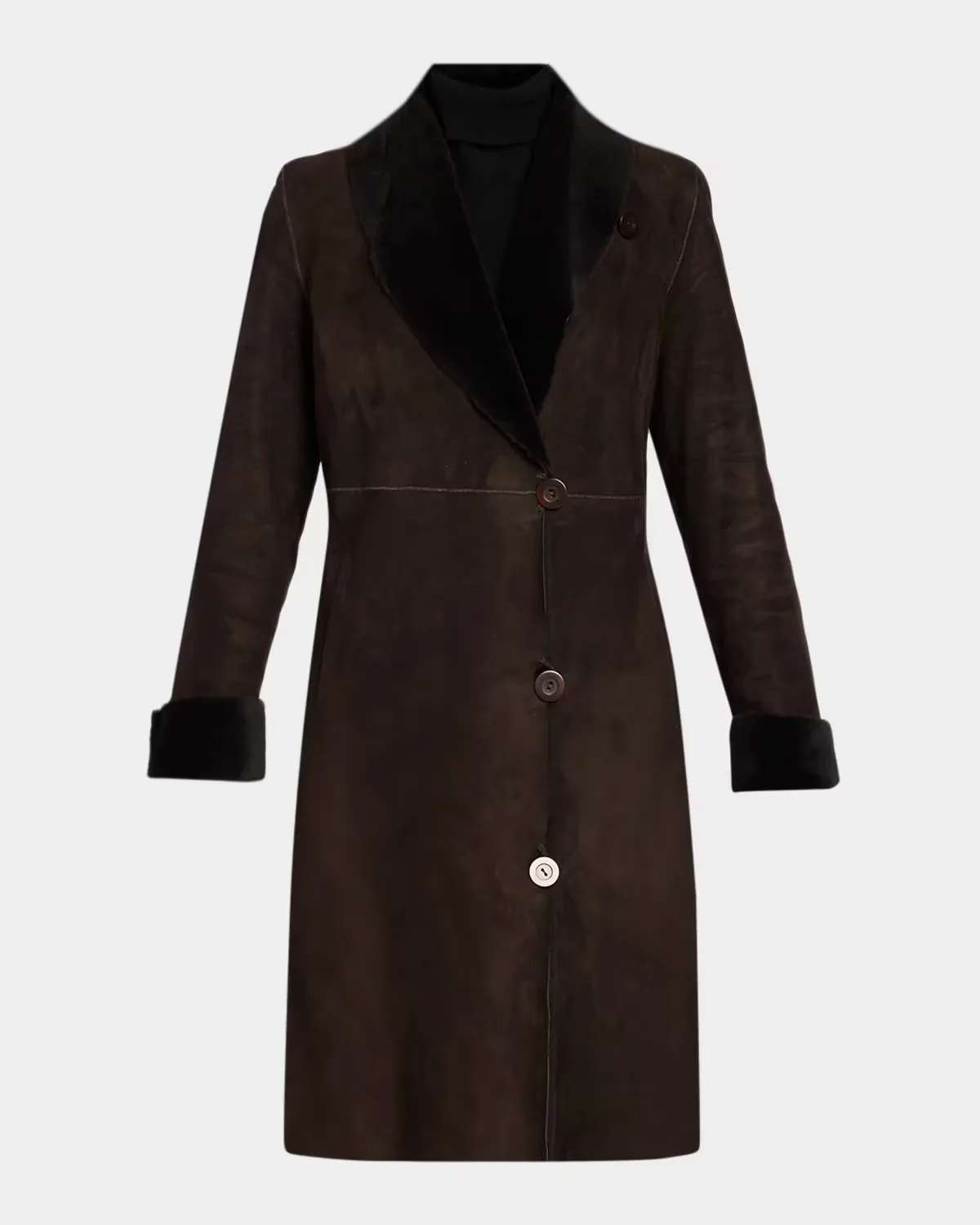 Shearling Shawl Collar Coat by Sofia Cashmere