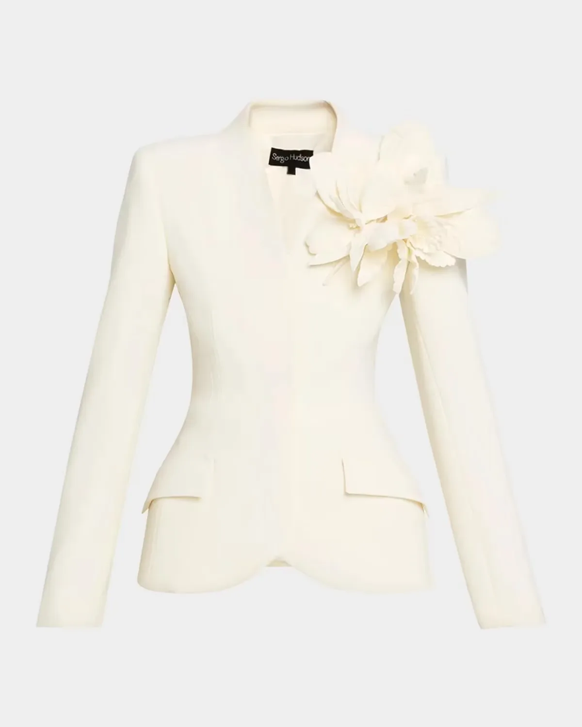 Collarless Slim Tailored Wool-Blend Jacket