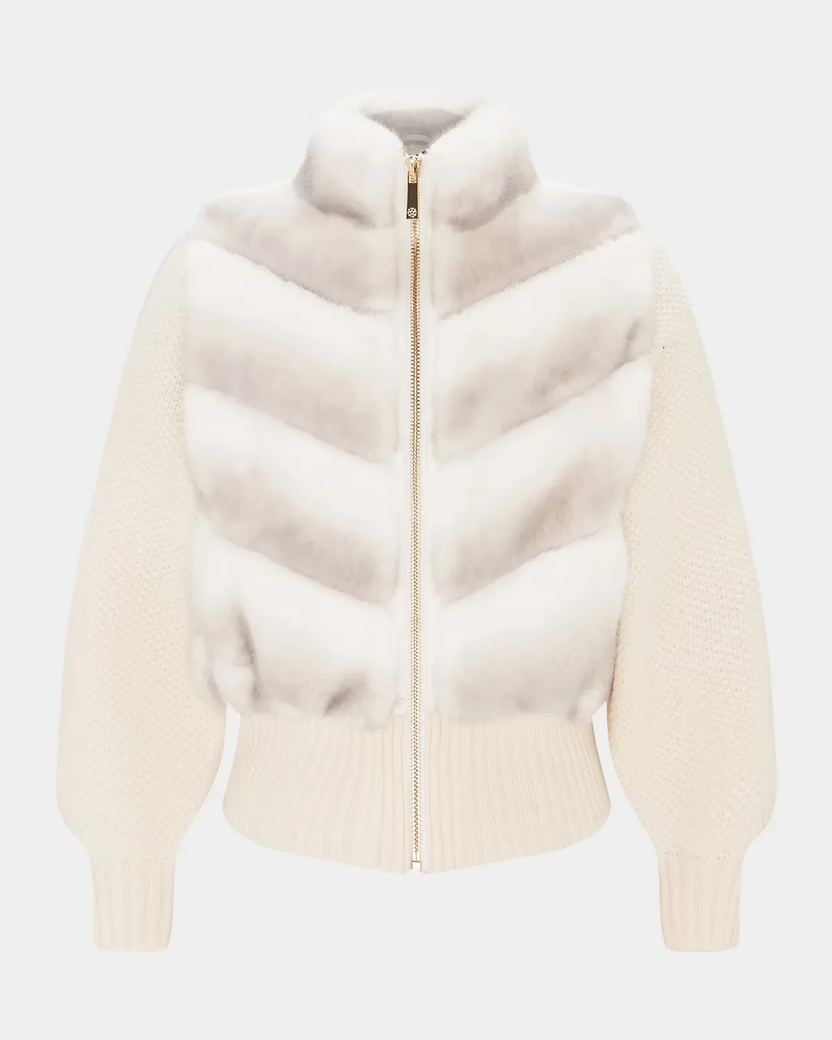 Faux-Fur Mink Jacket with Wool Knit Sleeves by Gorski
