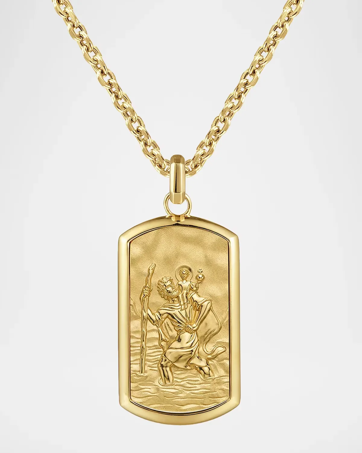 Modern Relics St. Christopher Dog Tag Pendant in 14K Yellow Gold by Gabriel