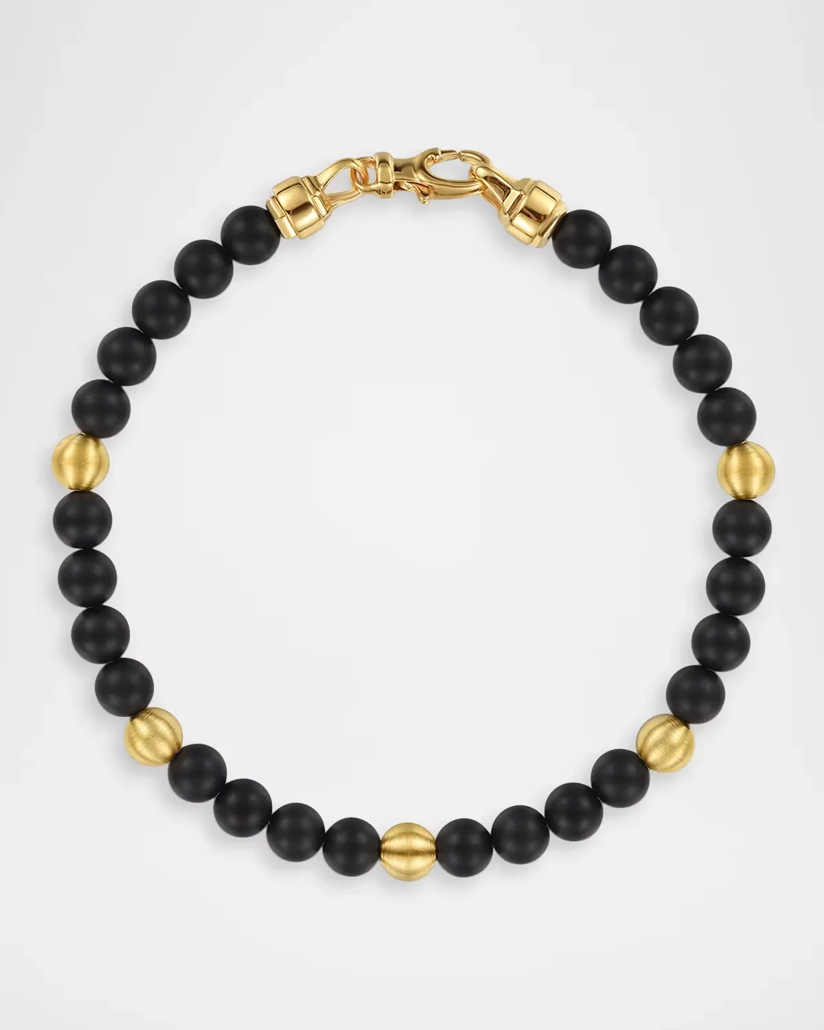 Bujukan Black Titanium Beaded Bracelet with 14K Yellow Gold, 6mm, 8" by Gabriel