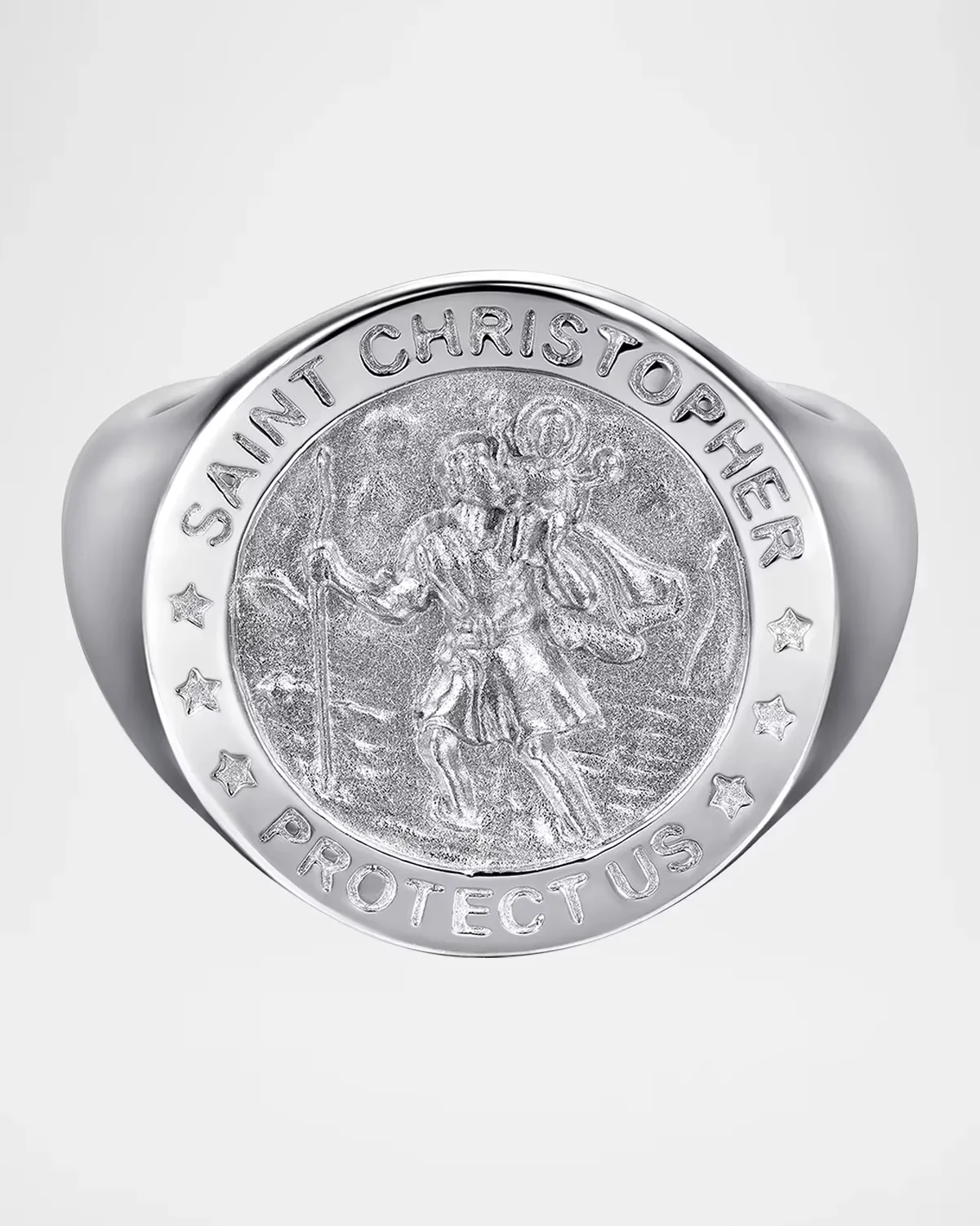 Contemporary Sterling Silver St. Christopher Signet Ring by Gabriel