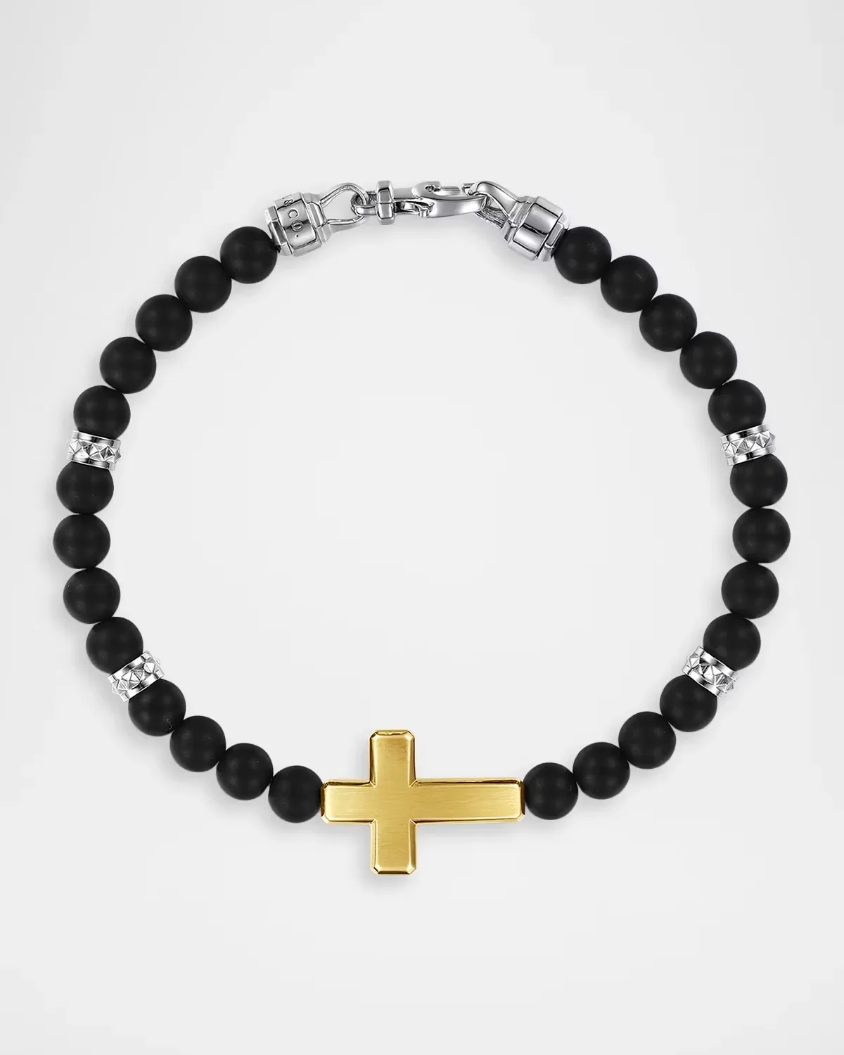 Bujukan 14K Yellow Gold Cross Titanium Beaded Bracelet, 6mm, 8" by Gabriel