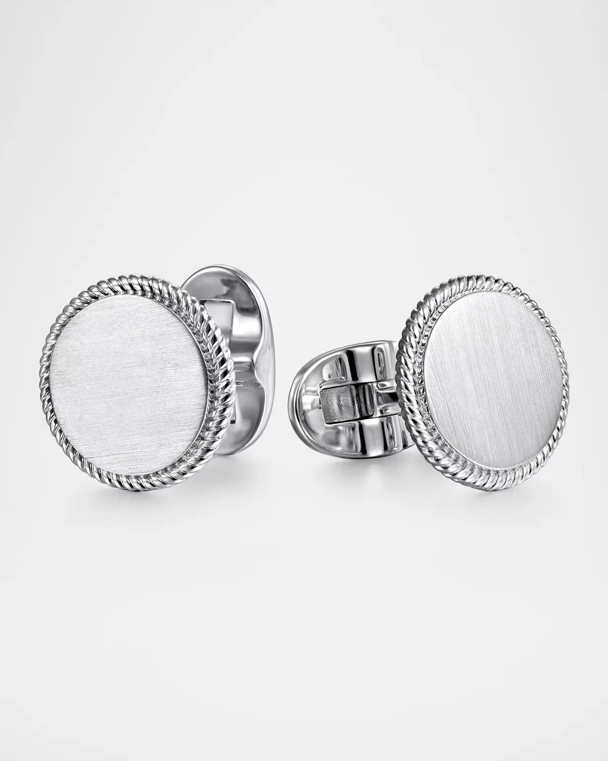 Hampton Sterling Silver Round Cufflinks by Gabriel