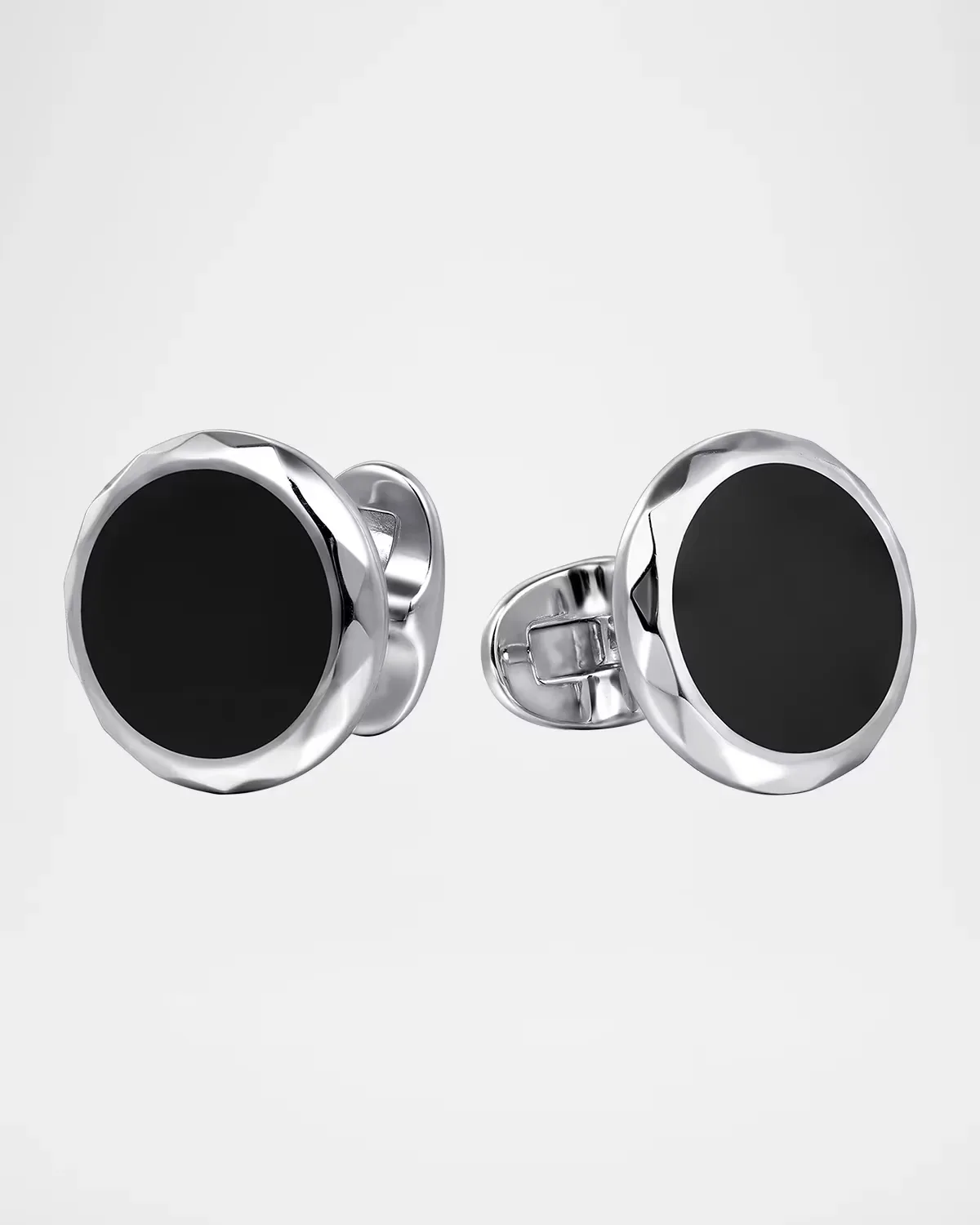Facets Sterling Silver and Black Enamel Cufflinks by Gabriel