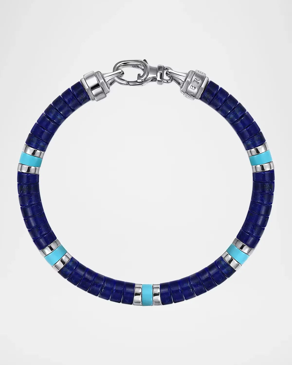 Contemporary Lapis and Turquoise Beaded Bracelet with Sterling Silver, 8L by Gabriel