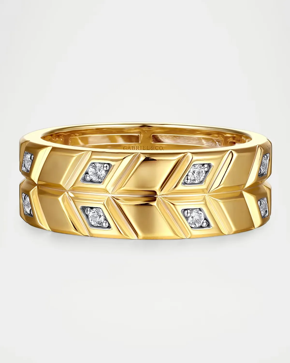 Facets Diamond Band Ring in 14K Yellow Gold, 8mm by Gabriel