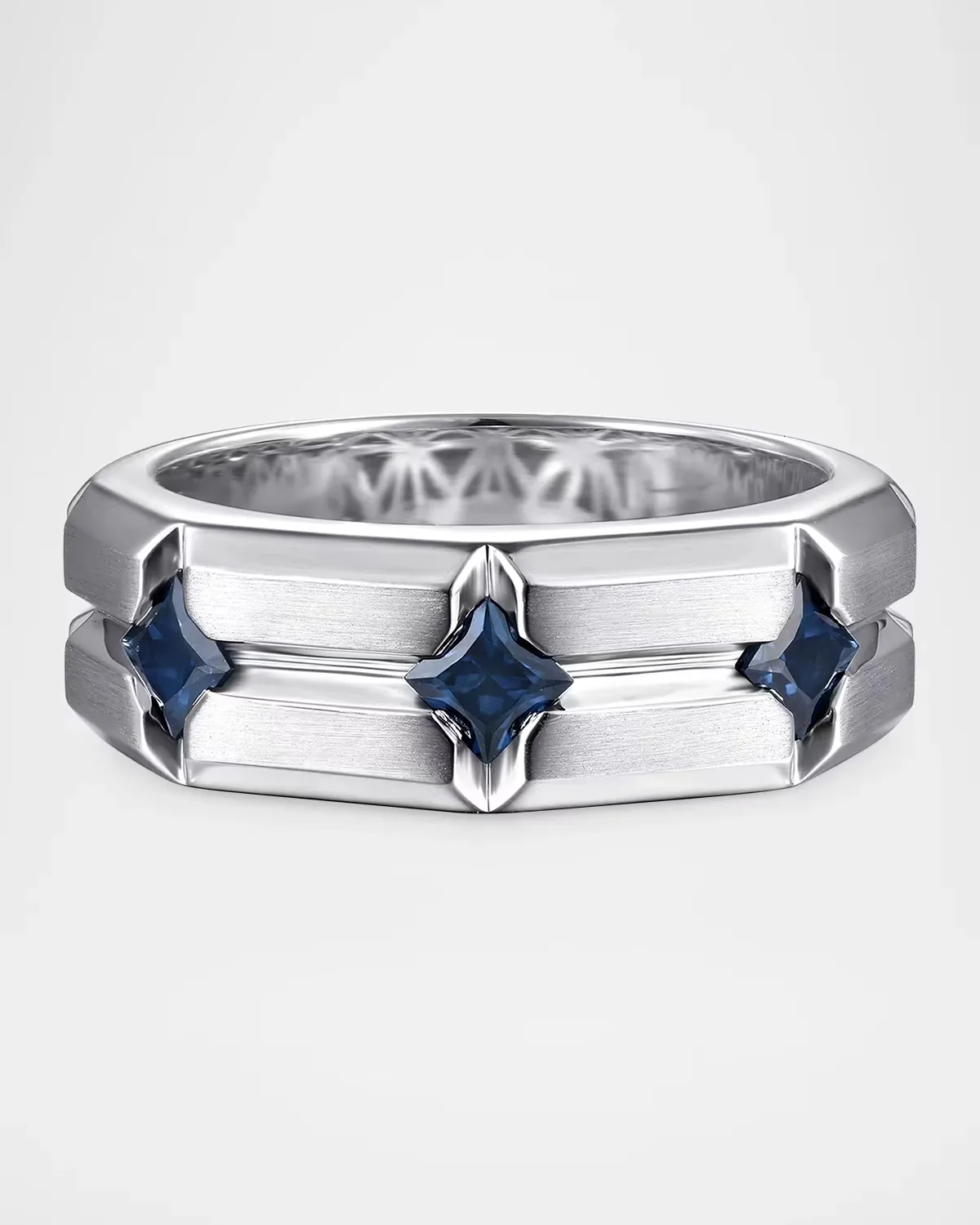 Geo Sapphire Wide Band Ring in Sterling Silver, 7.8mm by Gabriel